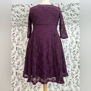 Fashion Elegant Lace Vintage Style Midi Dress Size XL Plum Cocktail Party New #3